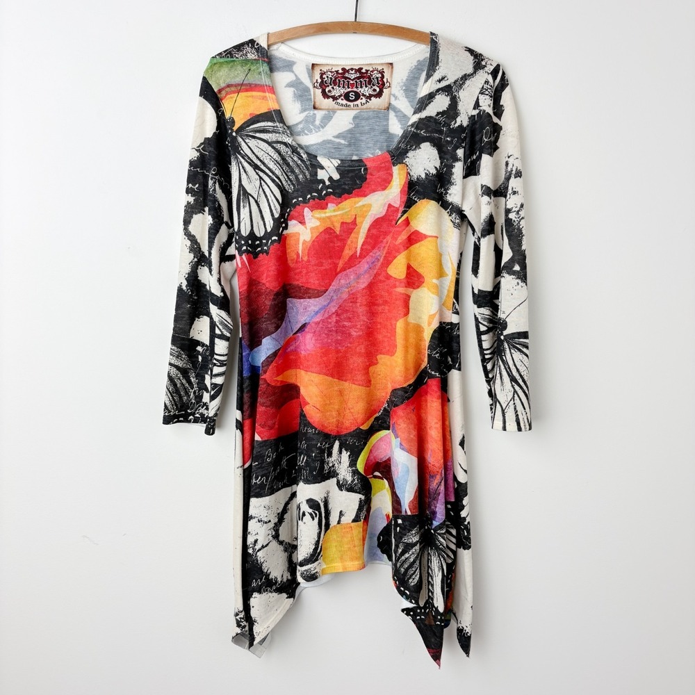 Amma Design Floral Tunic‎ Dress S Butterfly Boho Statement Asymmetric Eclectic